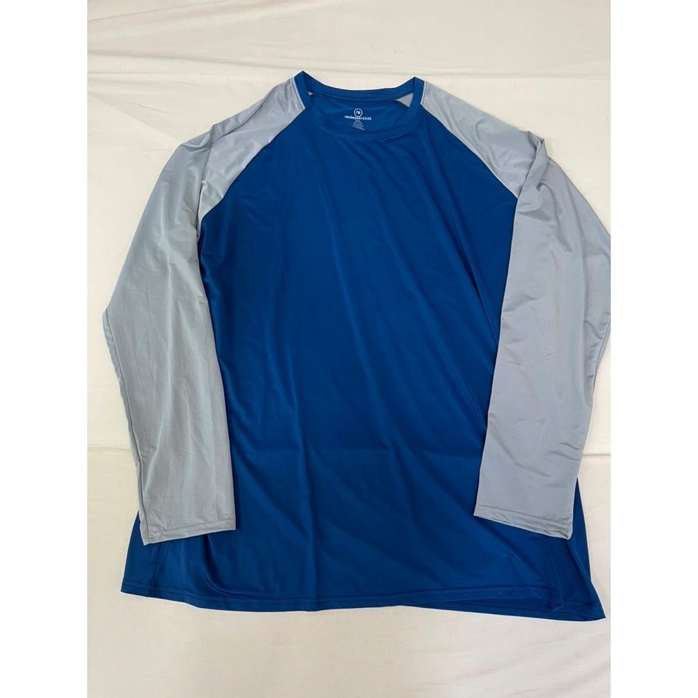 Essentials Mens 2XL Blue Grey Raglan Long Sleeve Performance Shirt Activewear